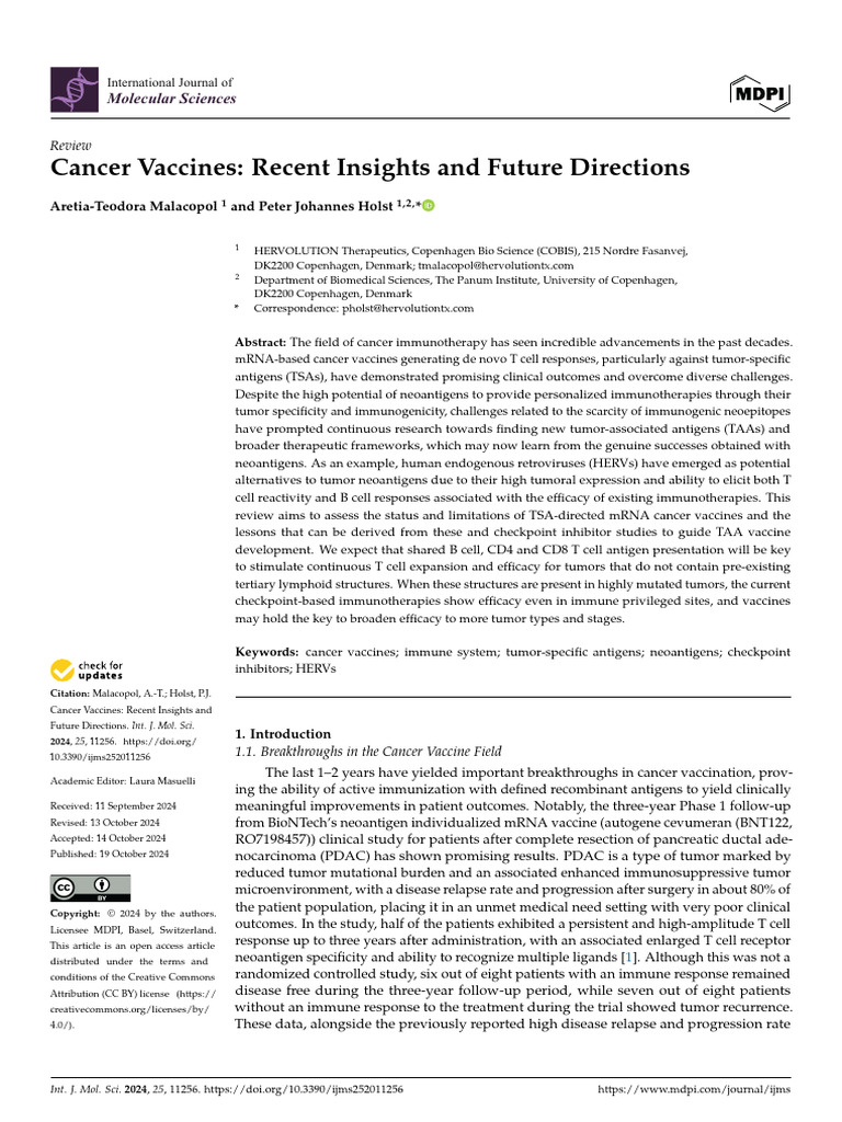 Cancer Vaccines Recent Insights and Future Directions | PDF | Antigen ...