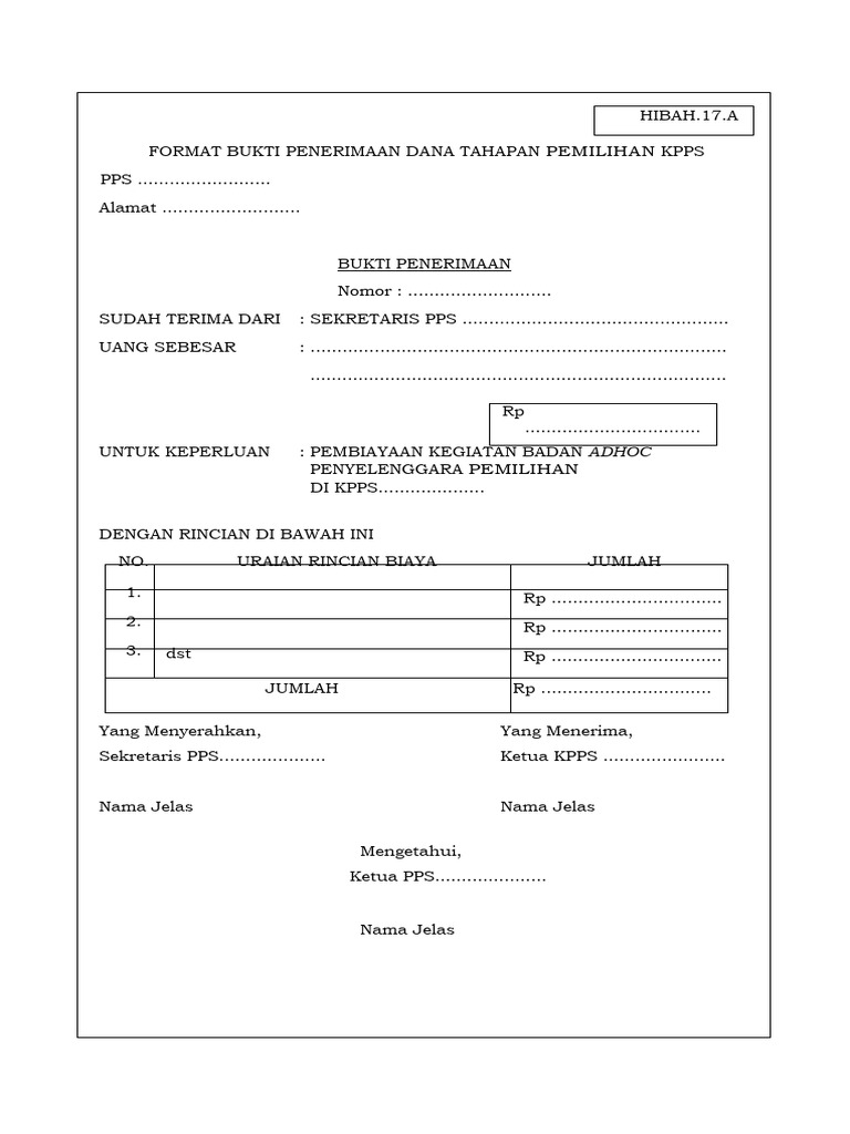 Format Keuangan dan Tanggung Jawab KPPS | PDF