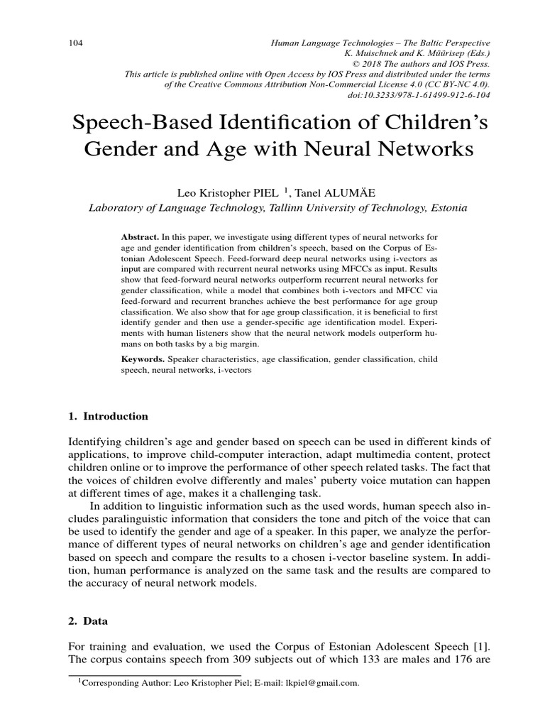 Neural Networks for Child Gender and Age Identification | PDF | Deep ...