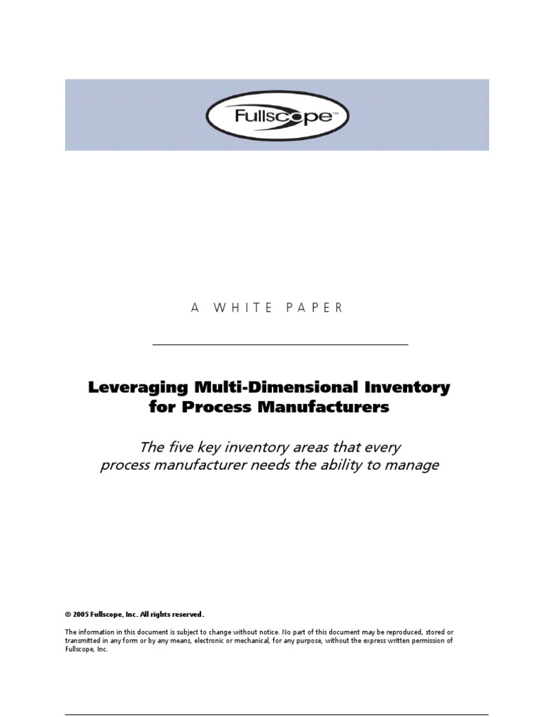Leveraging Multi-Dimensional Inventory For Process Manufacturers | PDF ...