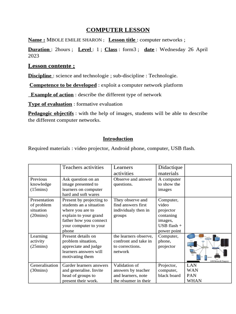 Computer Lesson TP Sharon | PDF | Computer Network | Behavior Modification
