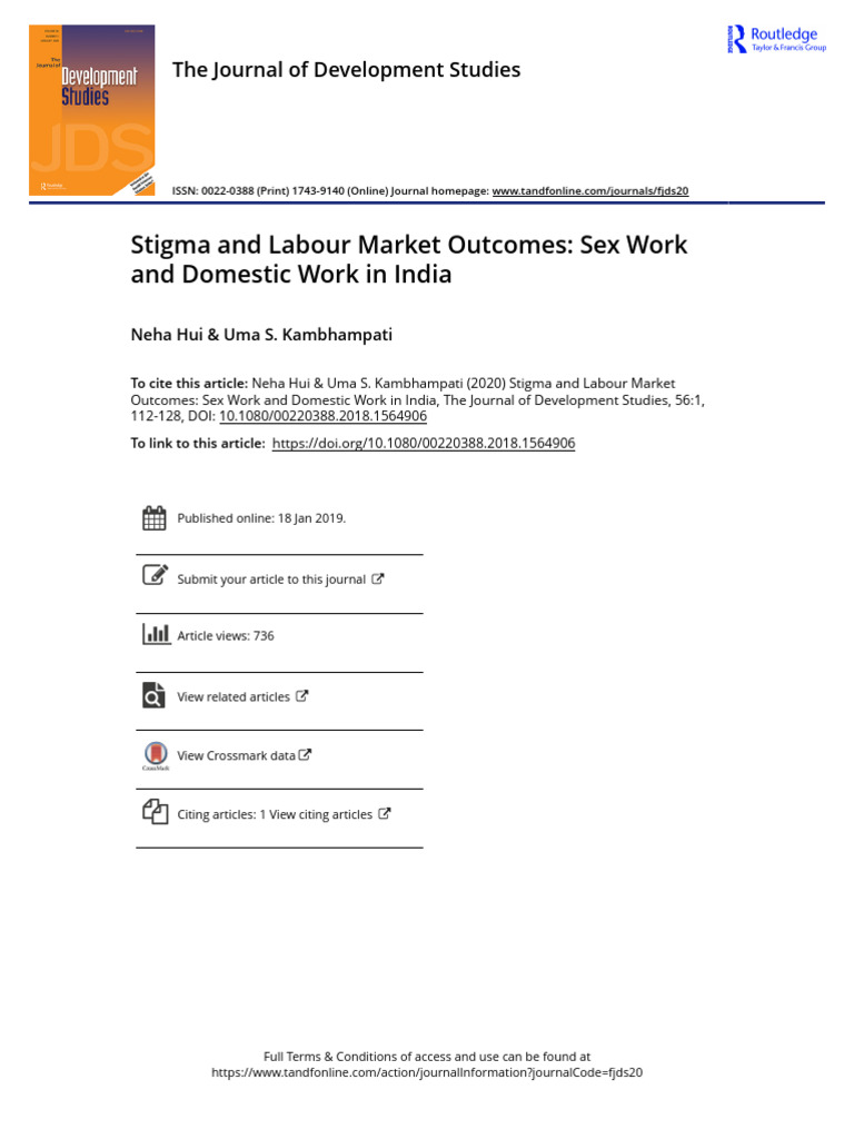 Stigma and Labour Market Outcomes Sex Work and Domestic Work in India ...