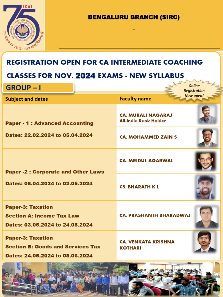 Schedule of Inter CC FR Nov. 2024 Exams | PDF | Economy Of India ...