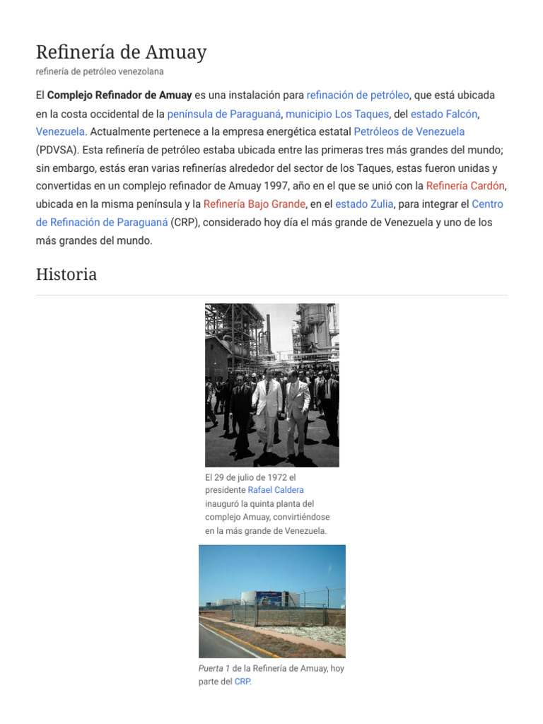 Refinerí de Amuay - Wikipedia, La Enciclopedia Libre | PDF | Petróleo ...