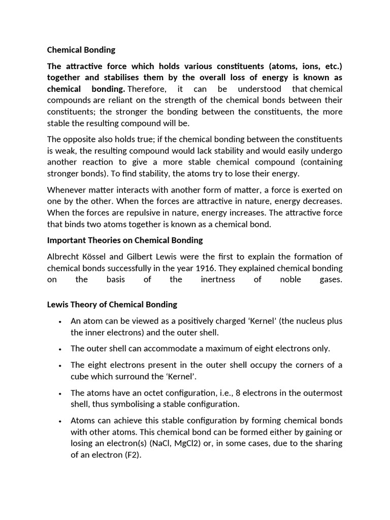 Chemical Bonding | PDF | Chemical Bond | Ion