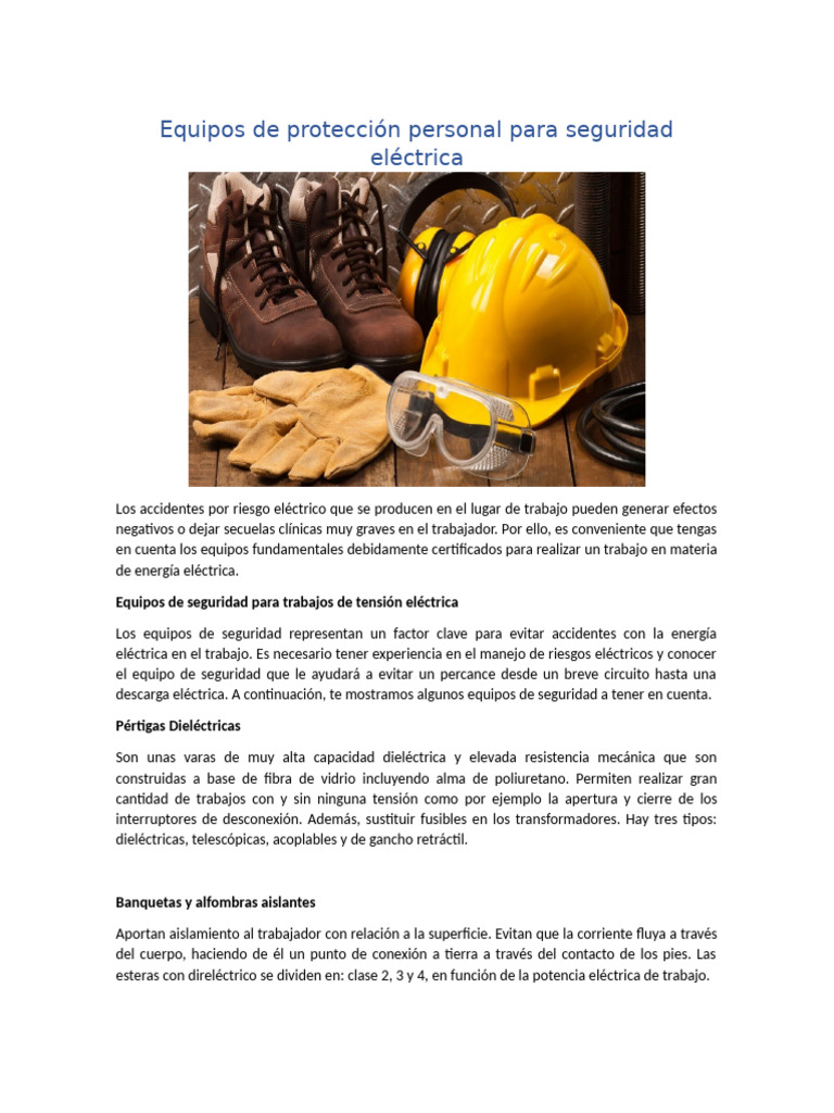 Equipos de Protección Personal para Seguridad Eléctrica | PDF ...