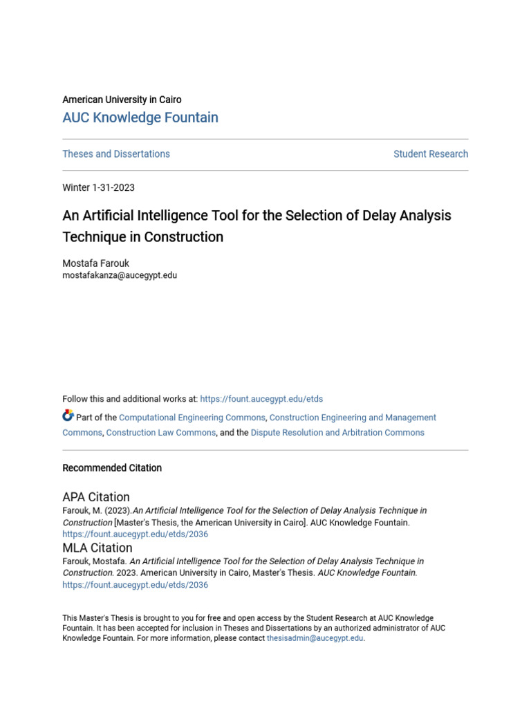 An Artificial Intelligence Tool For The Selection of Delay Analys | PDF ...