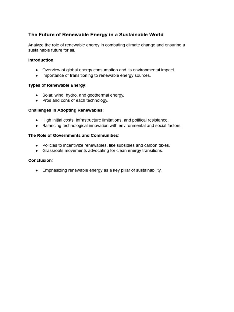 The Future of Renewable Energy in A Sustainable World | PDF