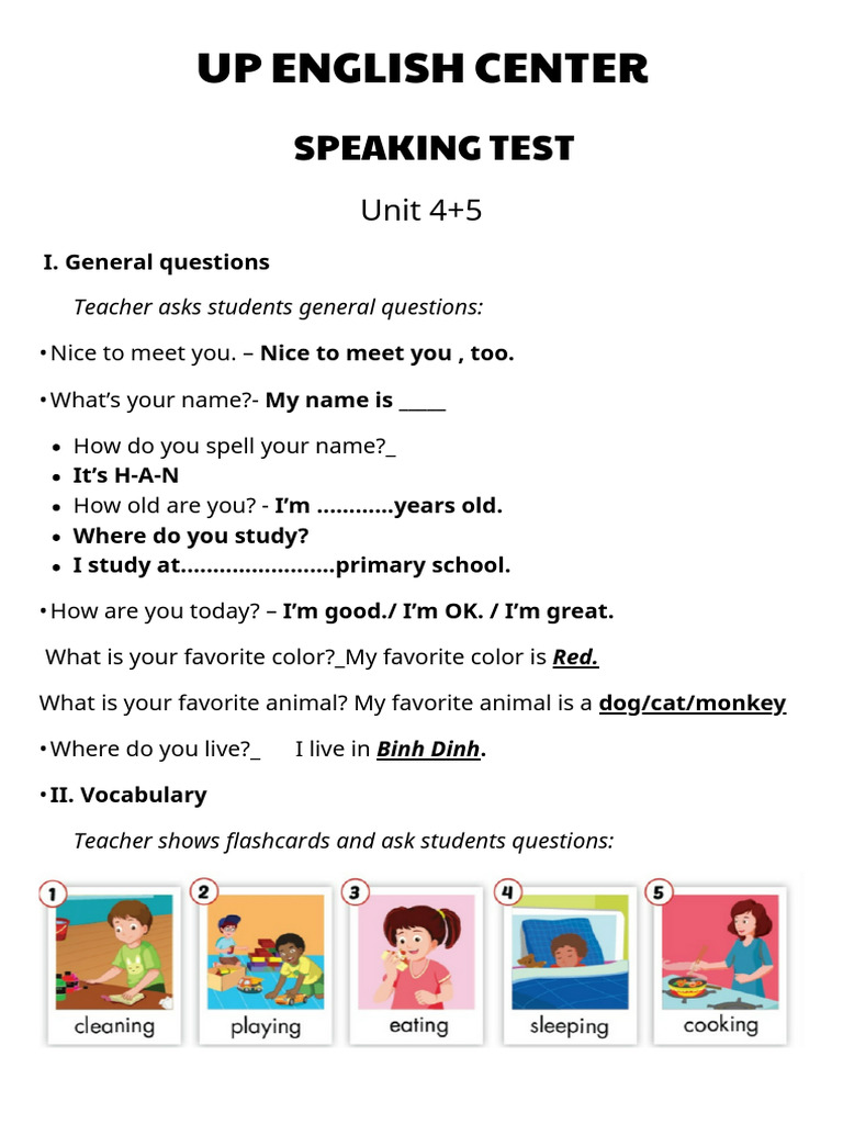 Speaking Test | PDF