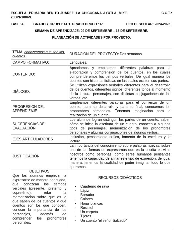 Planeación de Proyectos Educativos 2024 | PDF | Pensamiento | Aprendizaje