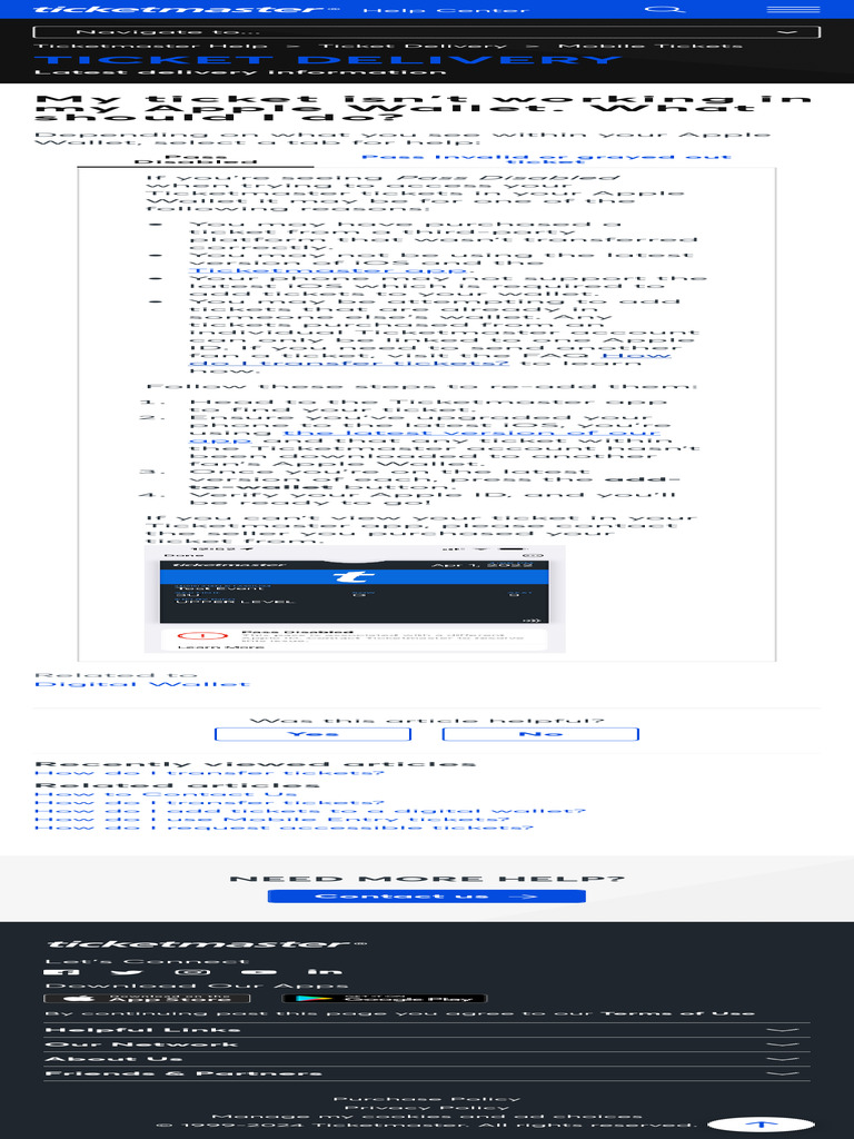 Apple Wallet Ticket Issues Guide | PDF | Ios | Mobile App