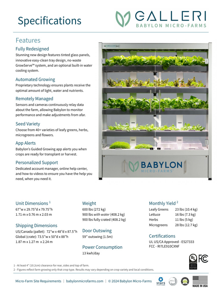 Galleri Spec Sheet - 2024 | PDF | Manufactured Goods