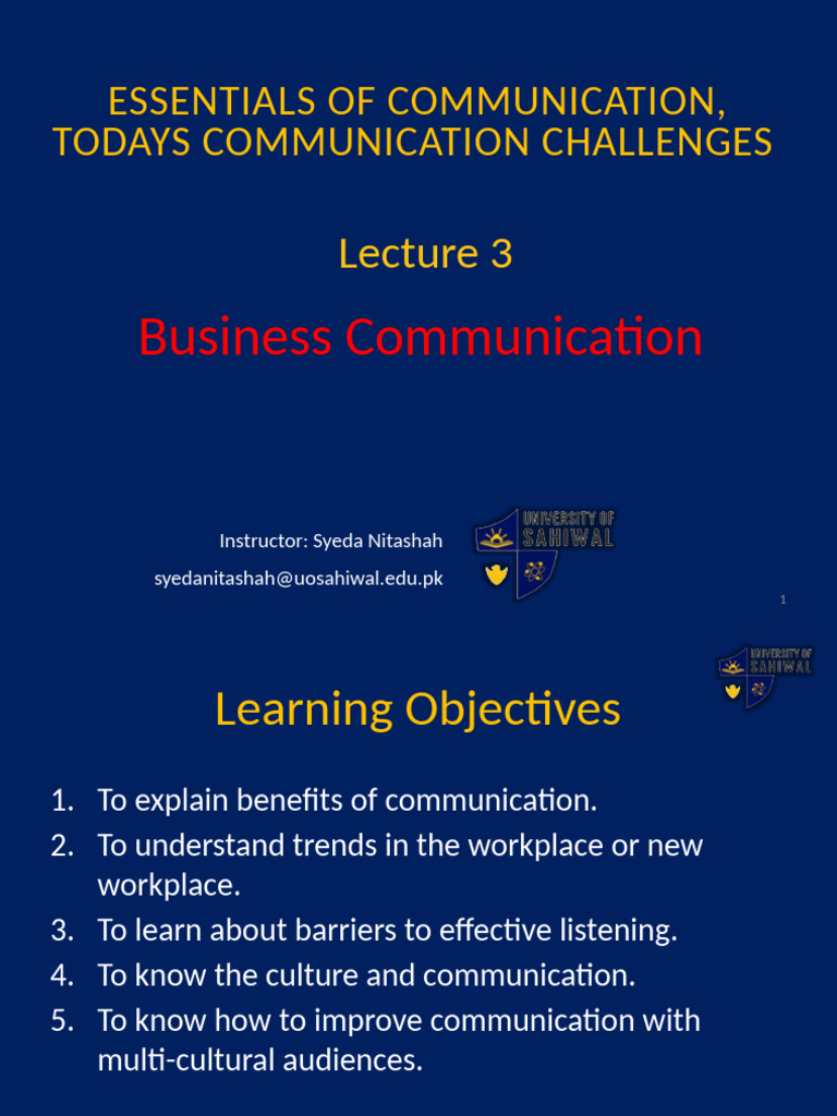 Lecture 3 | PDF | Nonverbal Communication | Communication