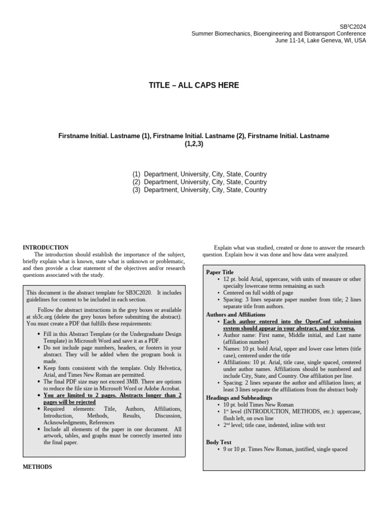SB3C2020 Abstract Template Guide | PDF | Arial | Graphic Design