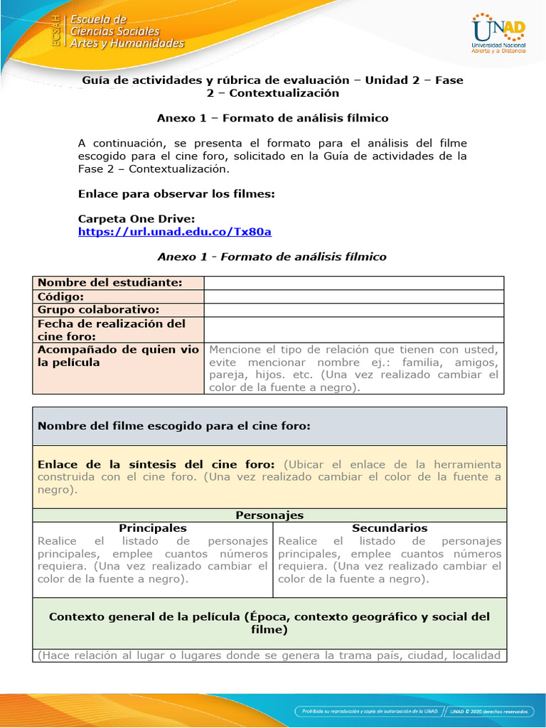 Formato de Análisis Fílmico para Cine Foro | PDF | Educación en artes ...