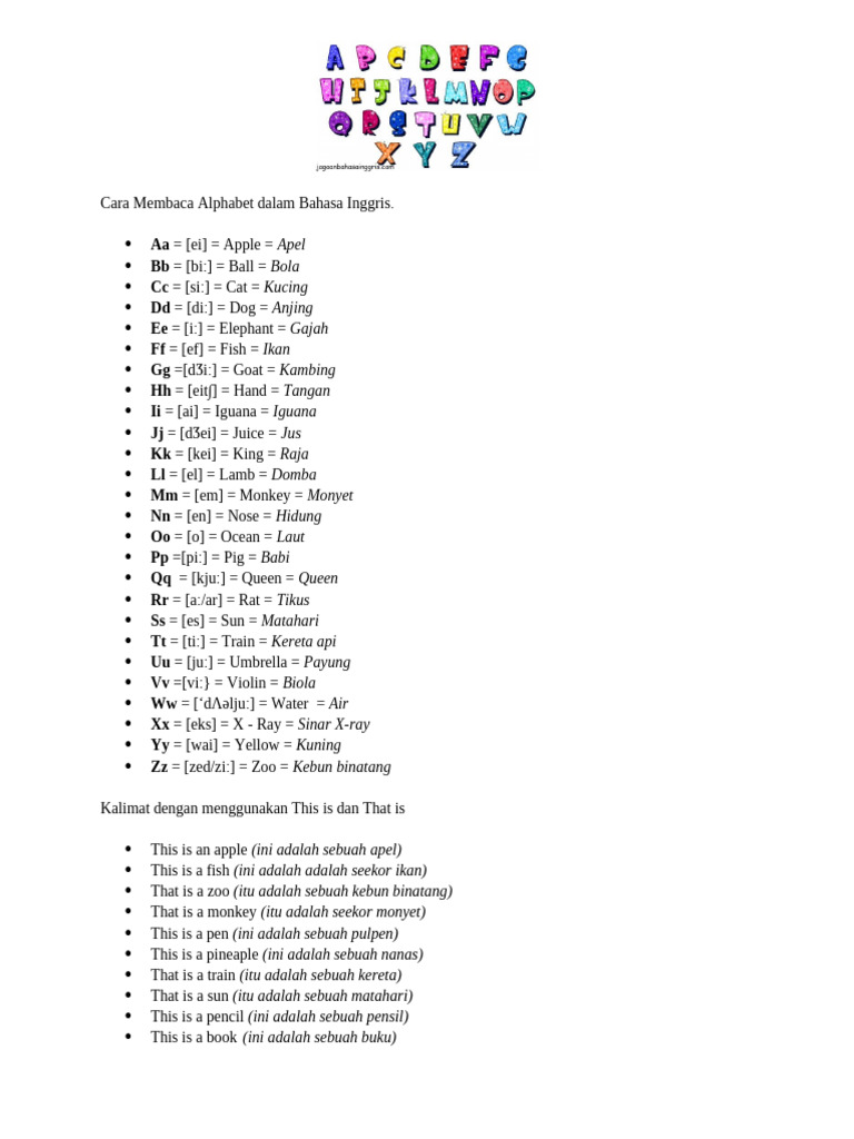 Panduan Membaca Alphabet Inggris | PDF