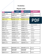 Vocabulary Rugular Verbs: Infinitive Past Participle Español