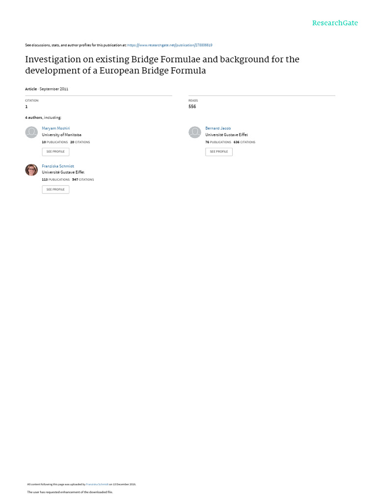 Investigation On Existing Bridge Formulae and Background For The ...