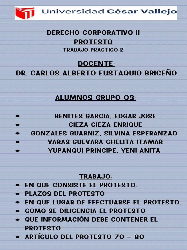 Guía sobre el Protesto en Derecho Corporativo | PDF