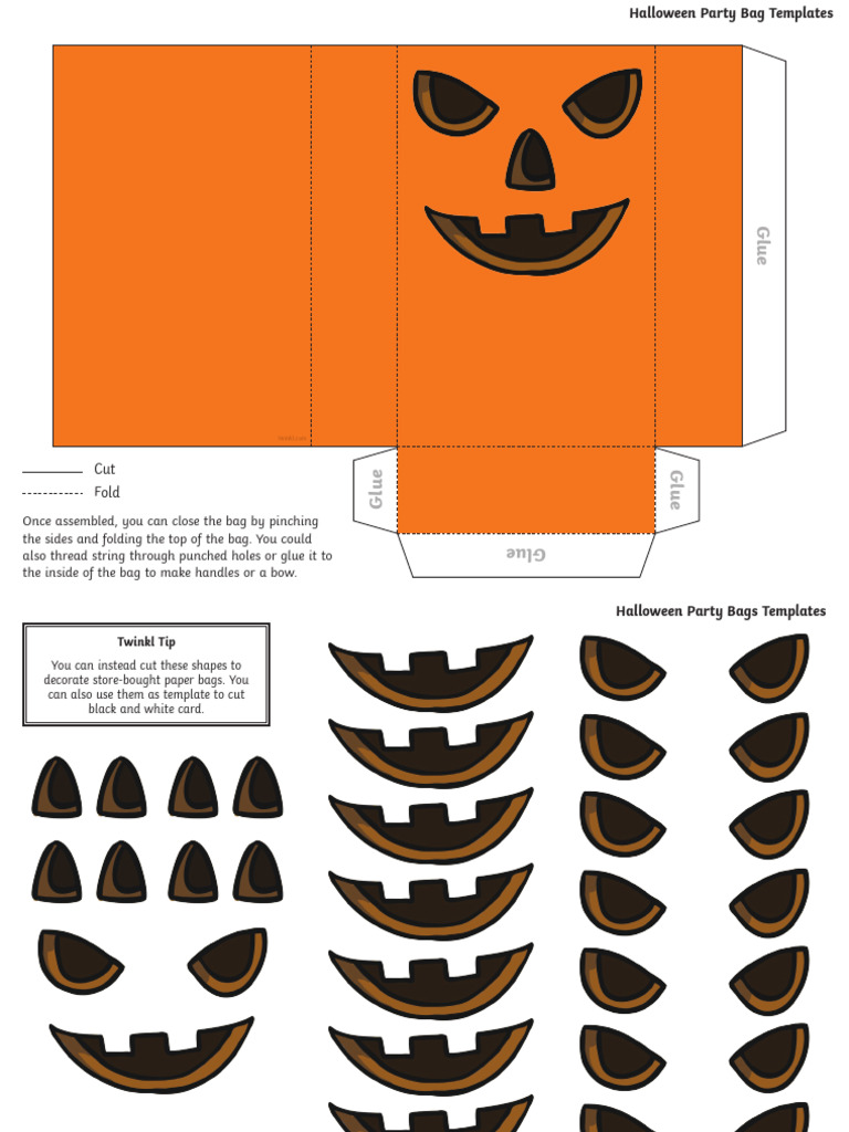 Trick Or Treat Paper Bag Template
