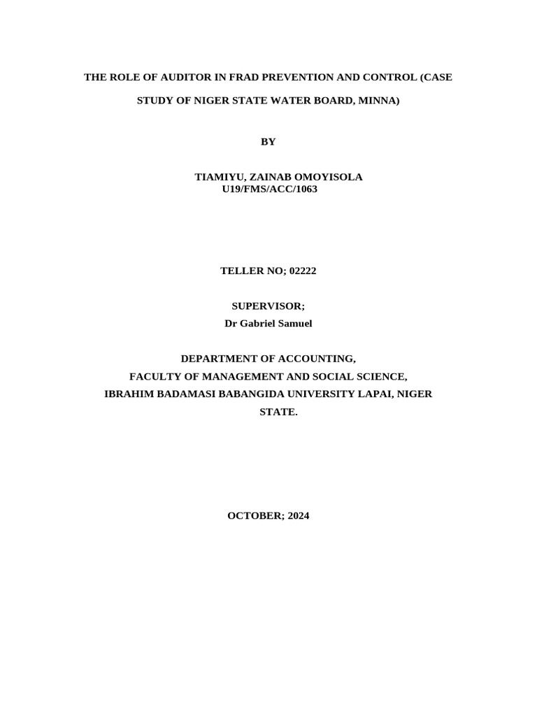 Auditor's Role in Fraud Control | PDF | Audit | Internal Control