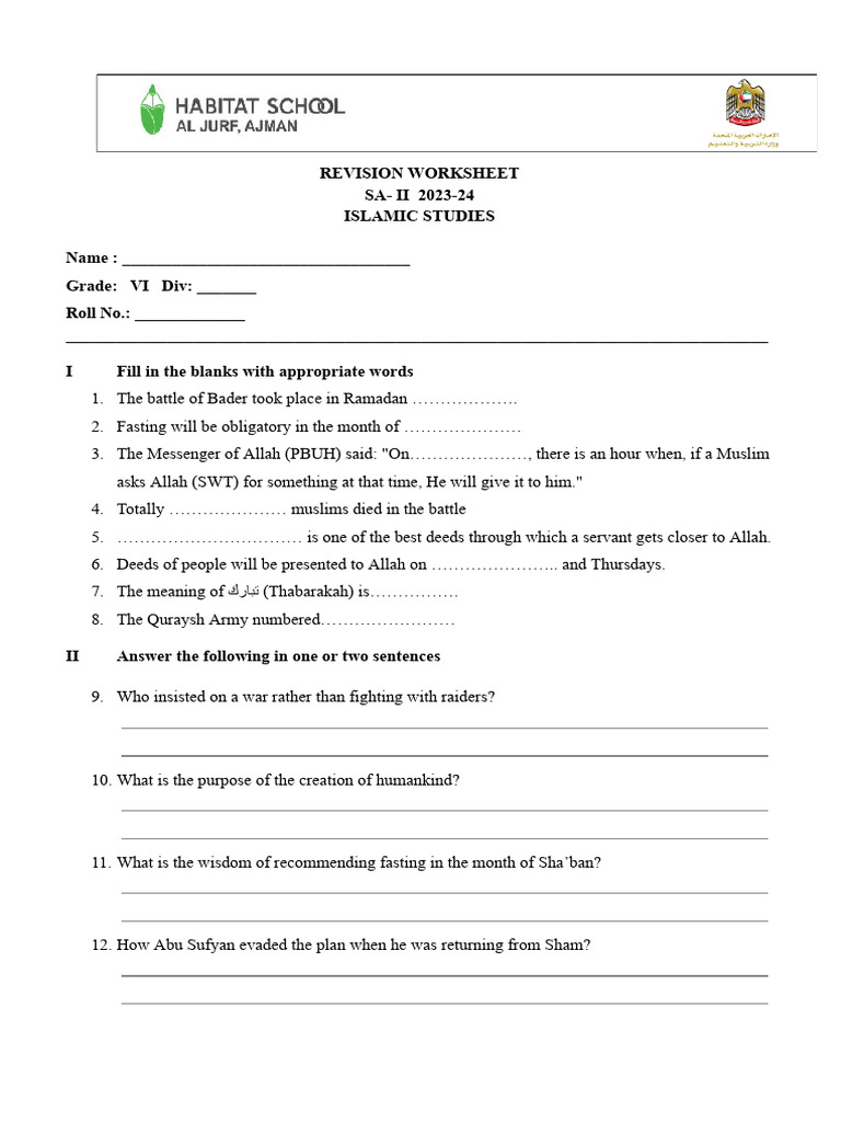 Islamic Studies Revision Sheet | PDF | Abrahamic Religions | Life Of ...