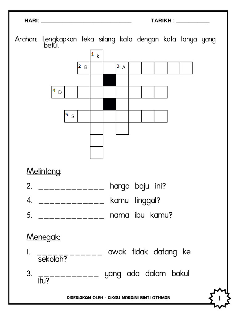 Teka Silang Kata untuk Sekolah Rendah | PDF