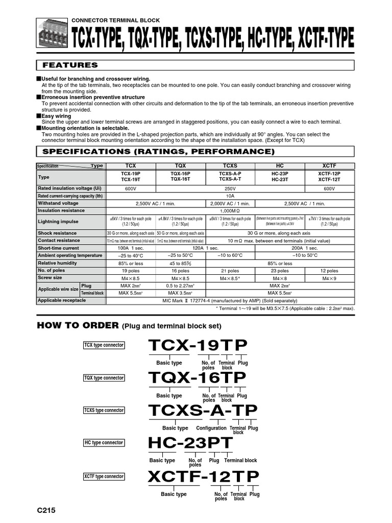 Connector Terminal Block Specifications | PDF | Electrical Connector ...