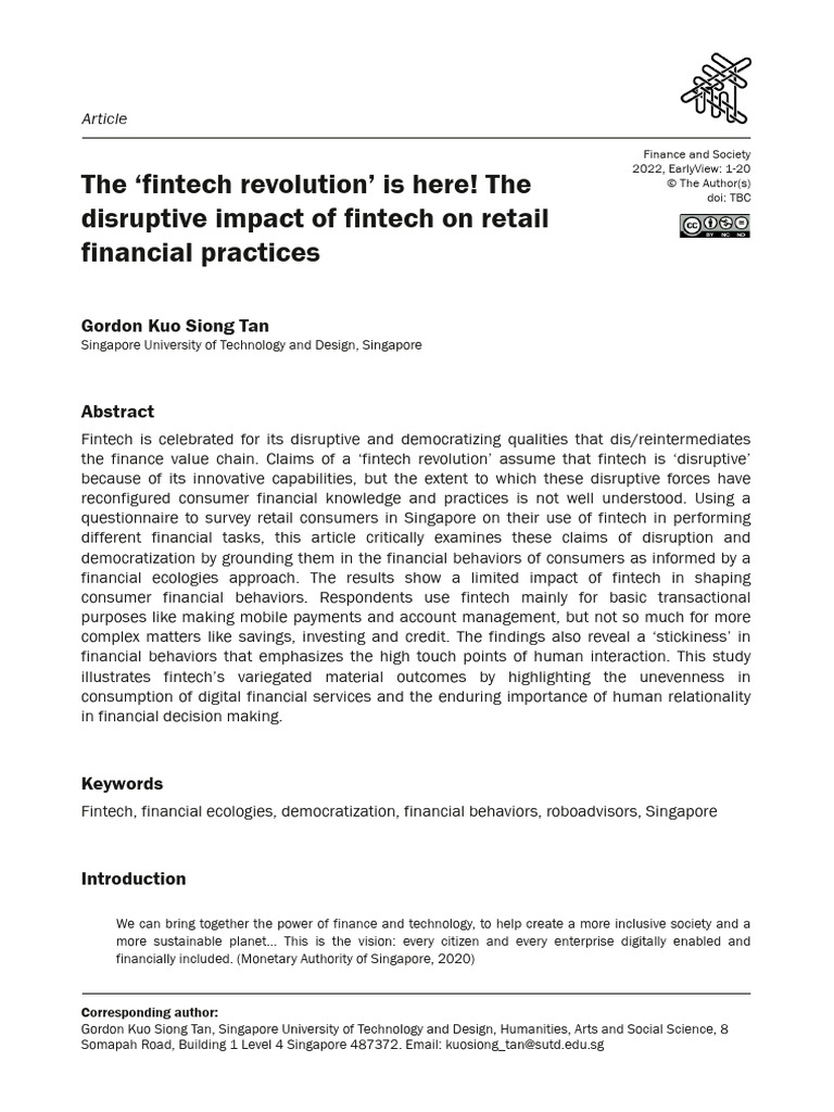 Impact of Fintech on Consumer Behavior | PDF | Financial Inclusion | Banks