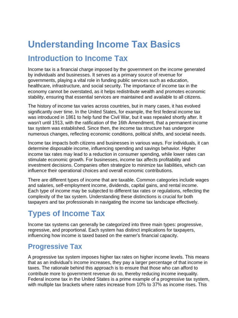 Understanding Income Tax Basics Pdf Taxes Income Tax
