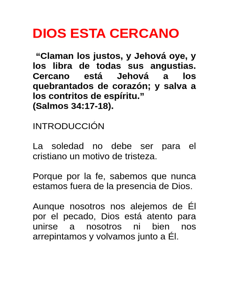 Dios Siempre Está Cerca de Ti | PDF | Dios | Pecado