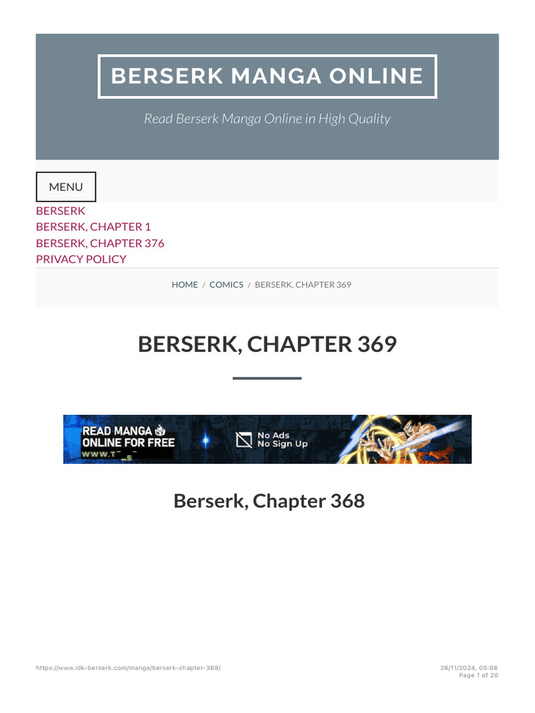 Berserk Chapter 369 Overview | PDF | Manga | Anime And Manga