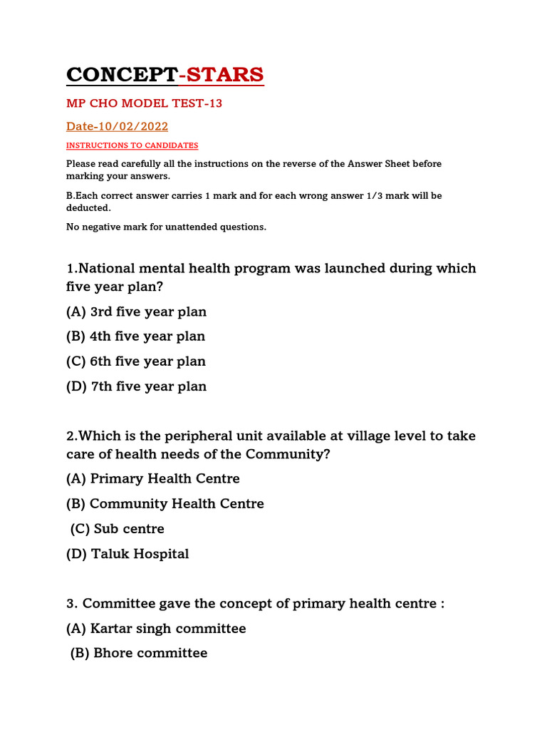 MP CHP Test - 3 | PDF | Vaccines | Infection