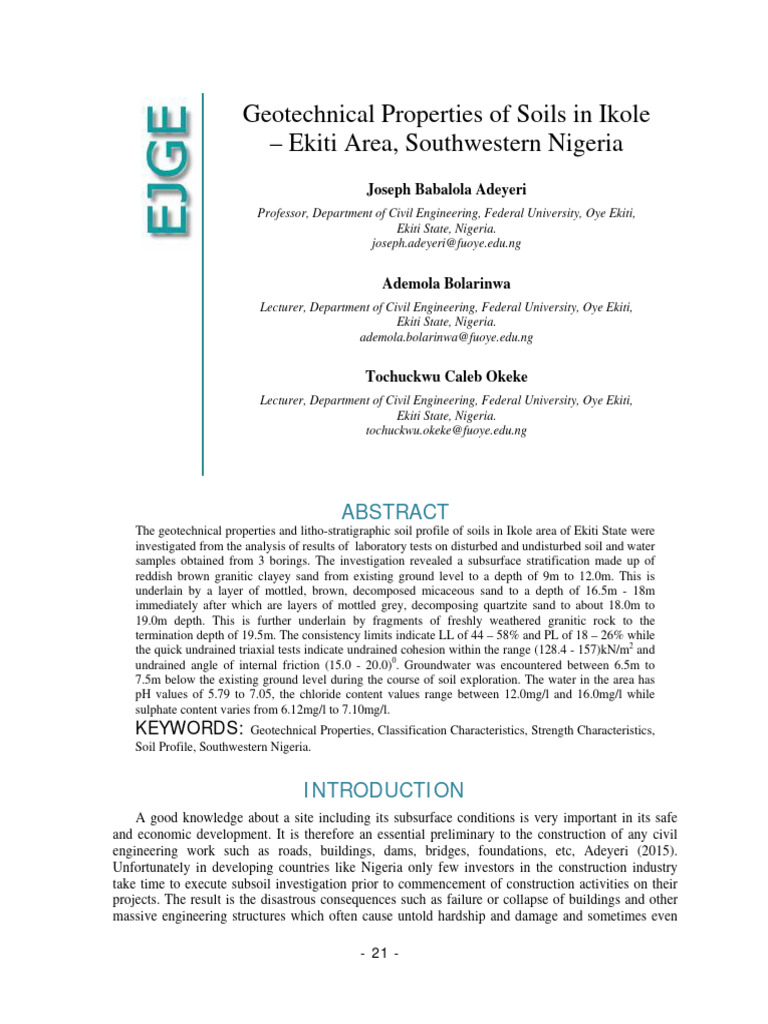 Geotechnical Properties of Soils in Ikol | PDF | Earth Sciences ...