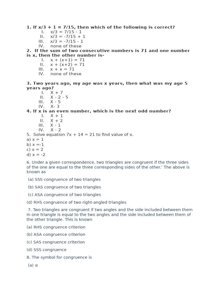 Math Problems on Triangles and Congruence | PDF | Triangle | Euclidean ...