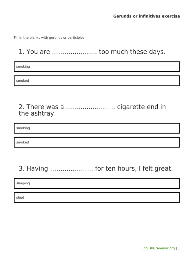 Gerunds or Infinitives Exercise | PDF
