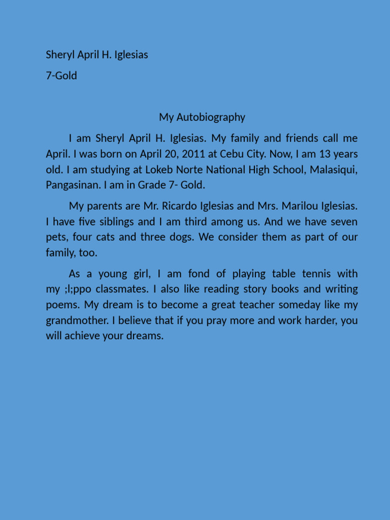 My Autobiography | PDF