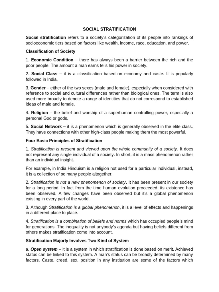 Understanding Social Stratification | PDF | Caste