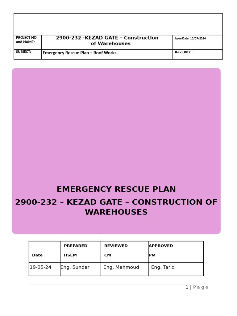 Emergency Rescue Plan for Roof Works | PDF | First Aid | Safety