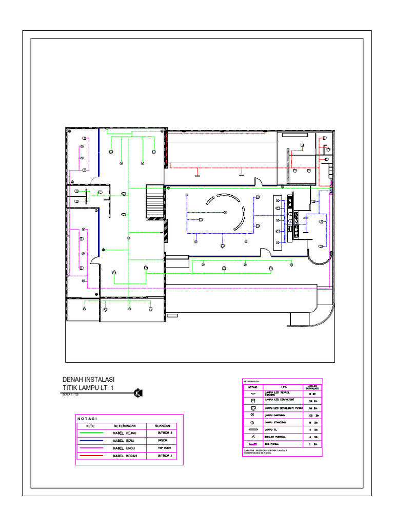 Denah Instalasi Titik Lampu LT 1 | PDF