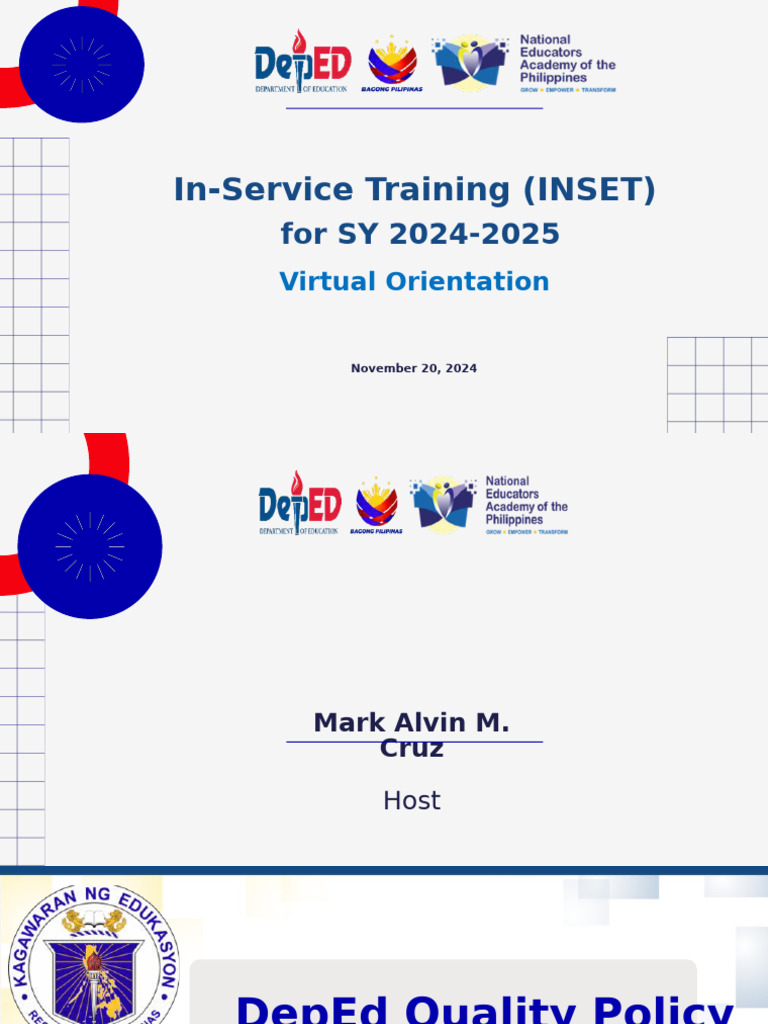 Virtual Orientation On INSET 2025 NEAP CO PDF Monitoring And Evaluation