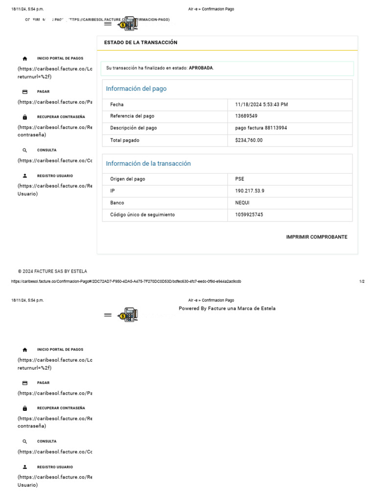 Confirmación de Pago Aprobado | PDF