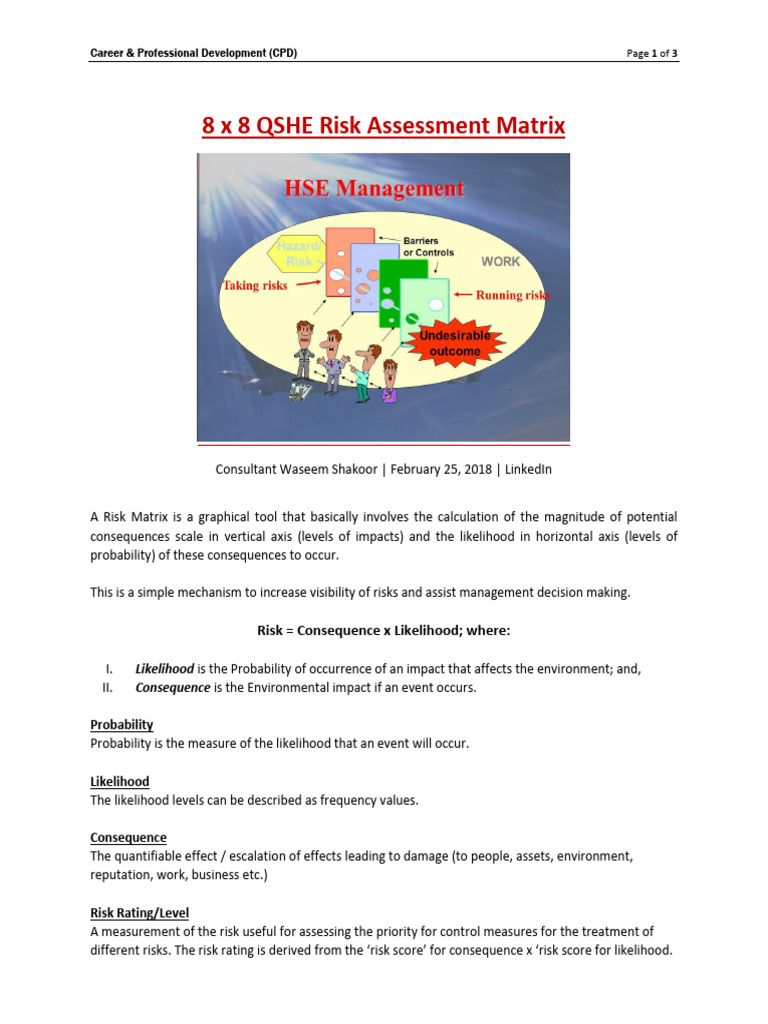 8x8 QSHE Risk Assessment Matrix Guide | PDF