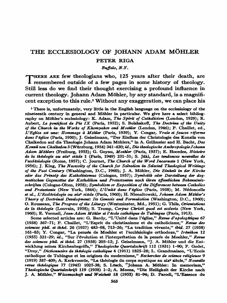 Peter Riga - La Eclesiología de Johann Móhler. | PDF | Ecclesiology ...