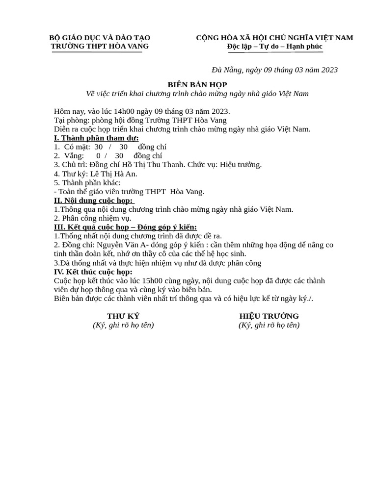 BIÊN BẢN HỌP | PDF