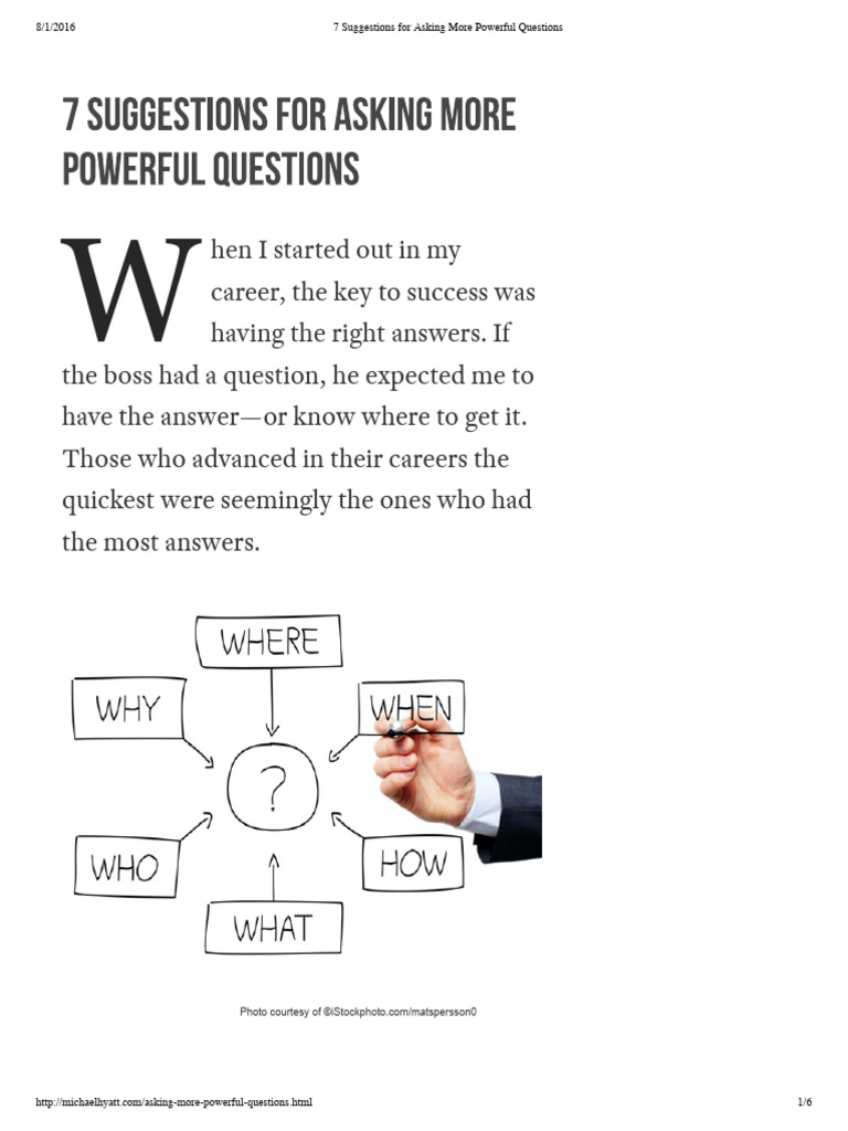 7 Suggestions For Asking More Powerful Questions | PDF