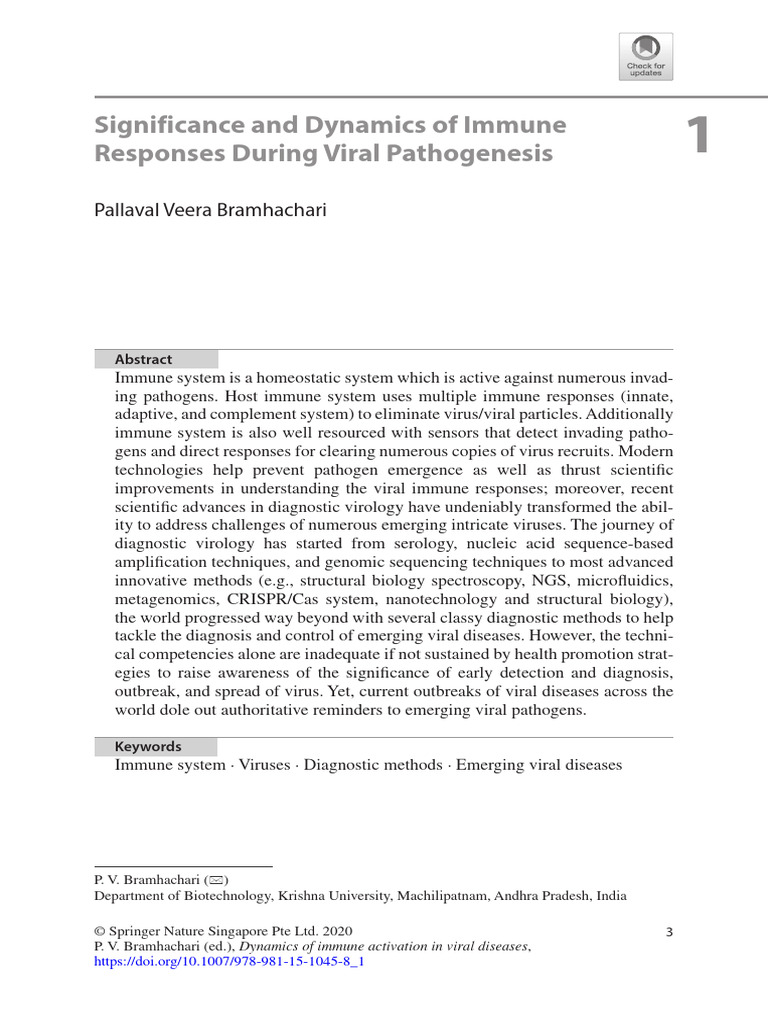 Significance and Dynamics of Immune Responses During Viral Pathogenesis ...