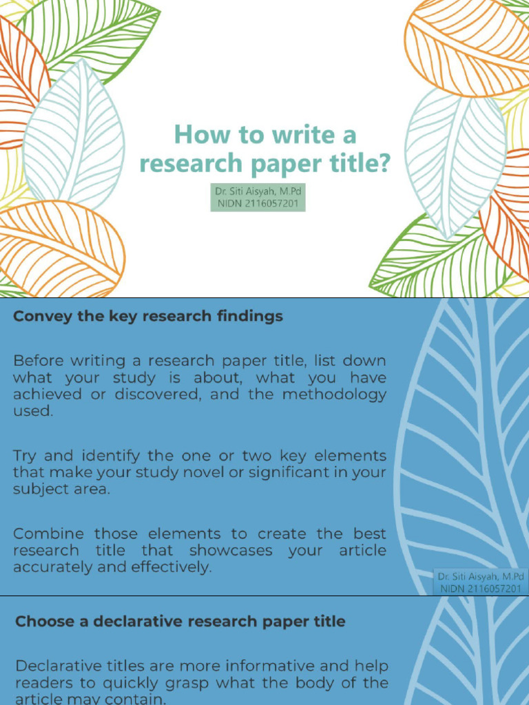 How To Write A Research Paper Title | PDF | Academic Publishing | Acronym