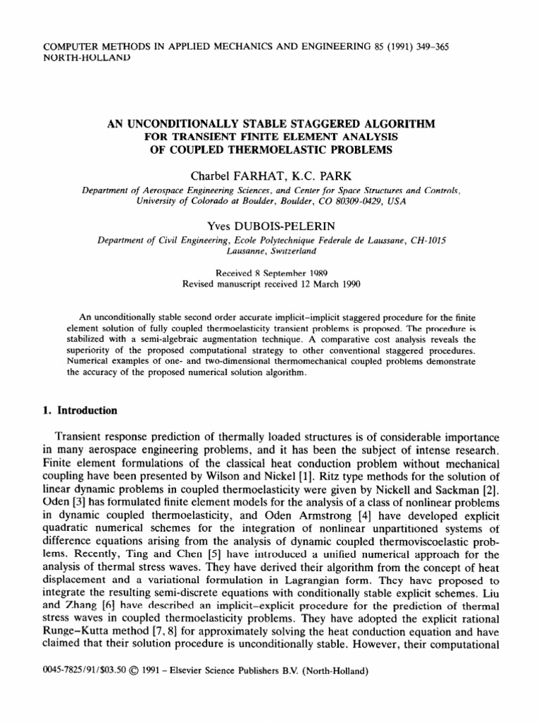 An Unconditionally Stable Staggered Algo | PDF | Finite Element Method ...
