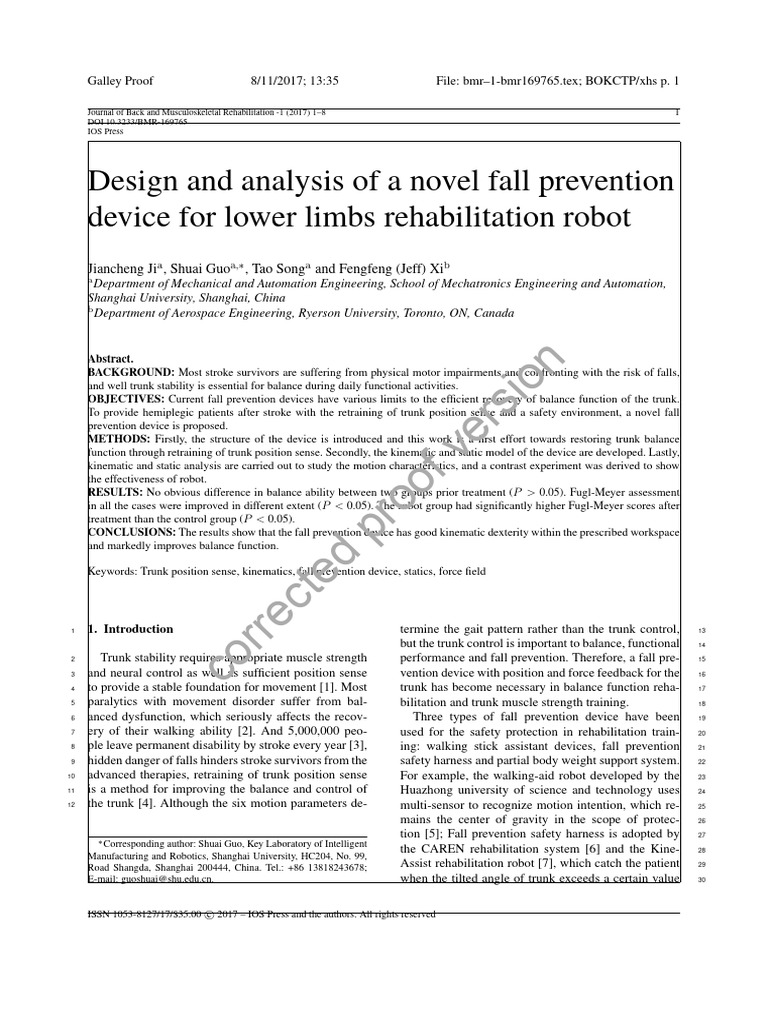 2017 Design and Analysis of A Novel Fall Prevention Device For Lower ...